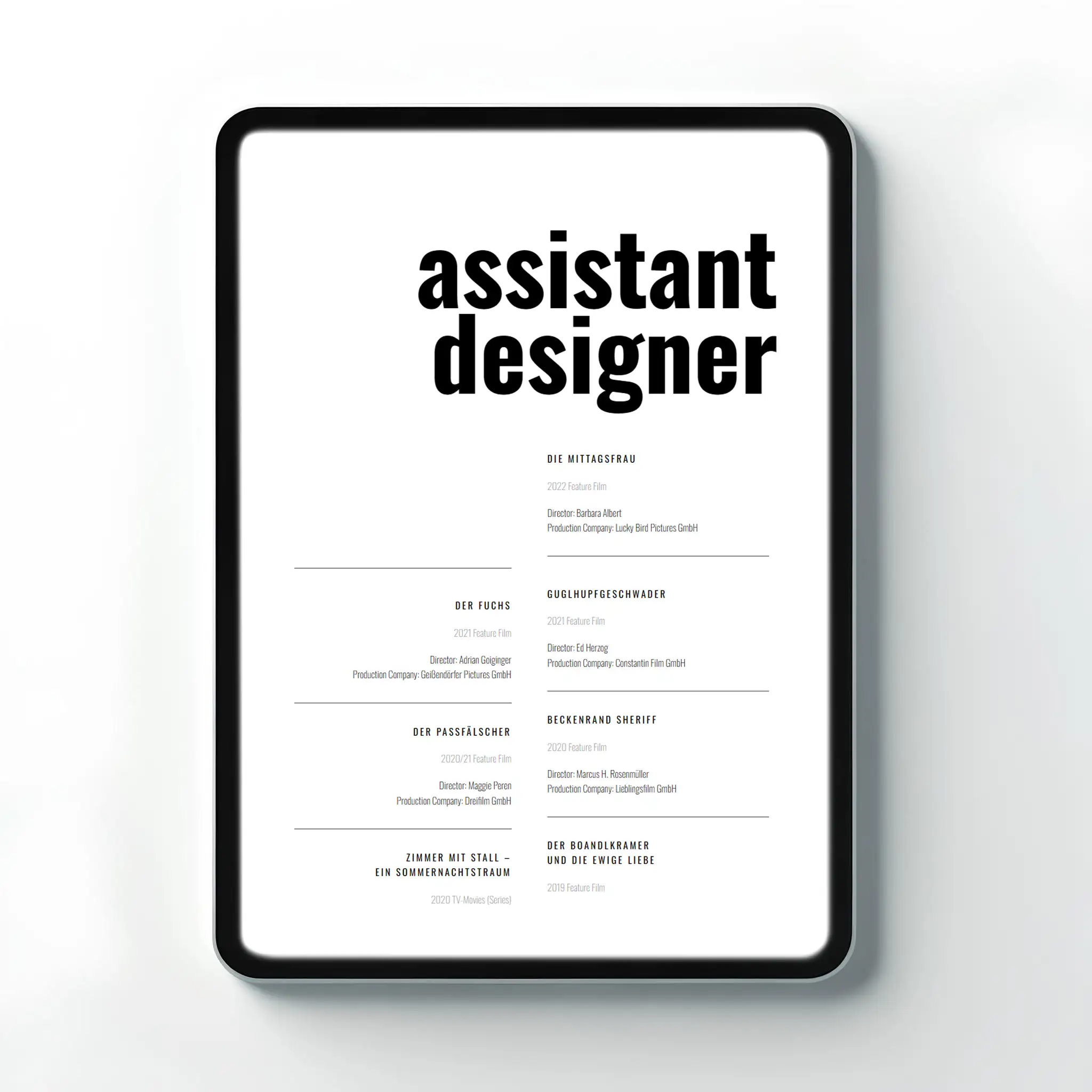 Tablet Ansicht der Webseite